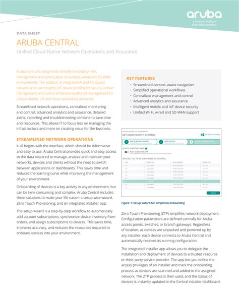aruba central datasheet.